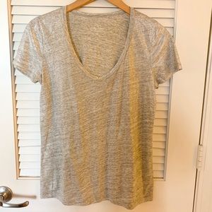 J Crew metallic silver cotton top. Size M
